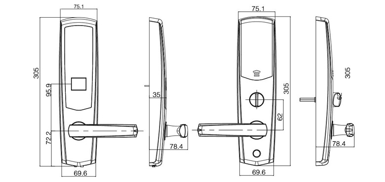 Hotel lock with ANSI mortise Hotel lock with ANSI mortise
